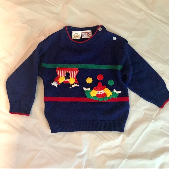 Vintage Other - 🤡Vintage Clown Sweater 3-D Embroidered -Petit Ami